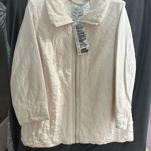 Dennis Basso Women's Convertible Cream Teddy Jacket/Vest